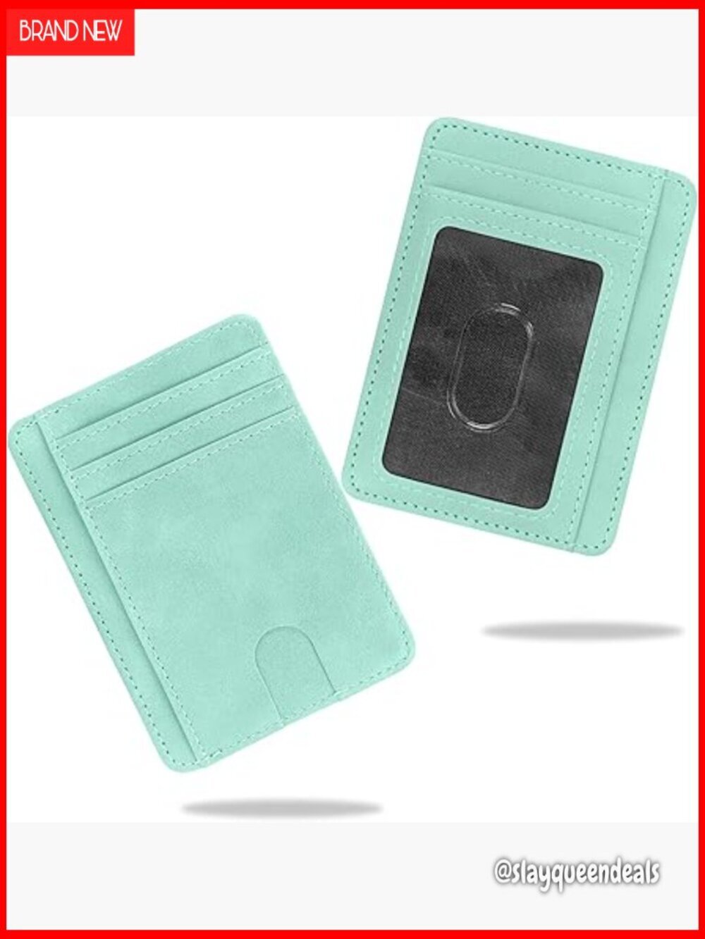 Slim RFID Blocking Leather Card Holder Wallet with ID Window